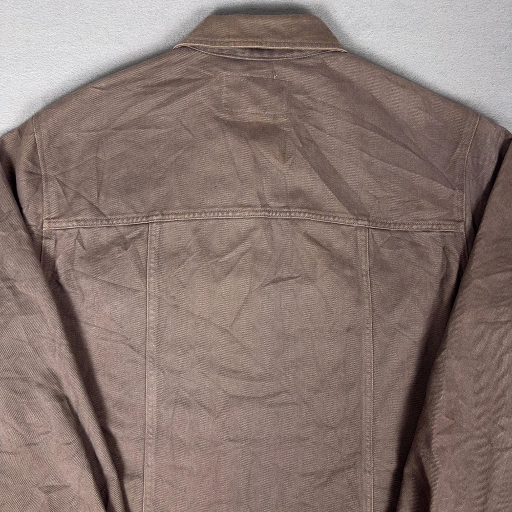 Vintage 90s Guess Jeans USA Brown Denim Trucker Jacket Made in USA Mens L - Picture 4 of 9